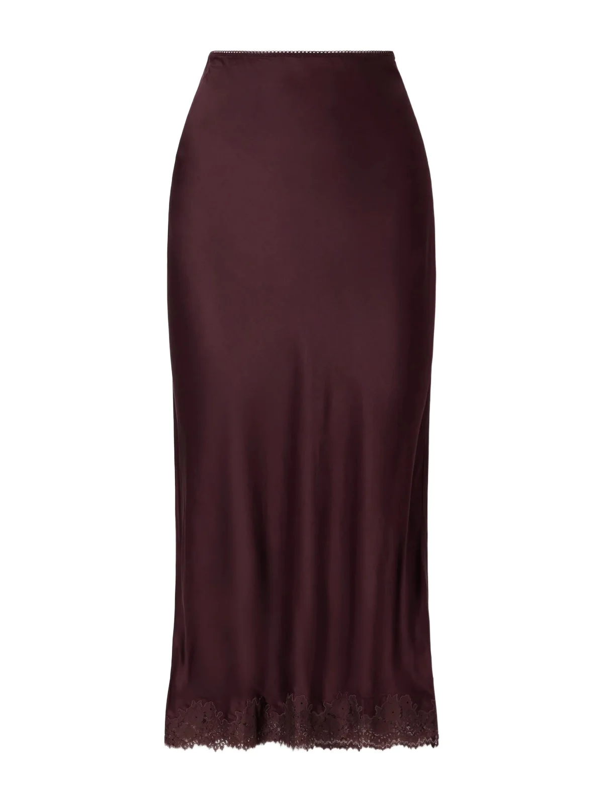 Matilde Lace-trimmed Satin Midi Skirt