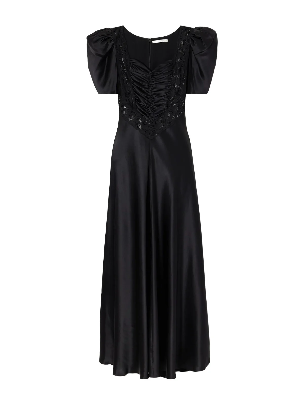Ruched Lace-trimmed Silk-satin Gown Ruched Lace-trimmed Silk-satin Gown