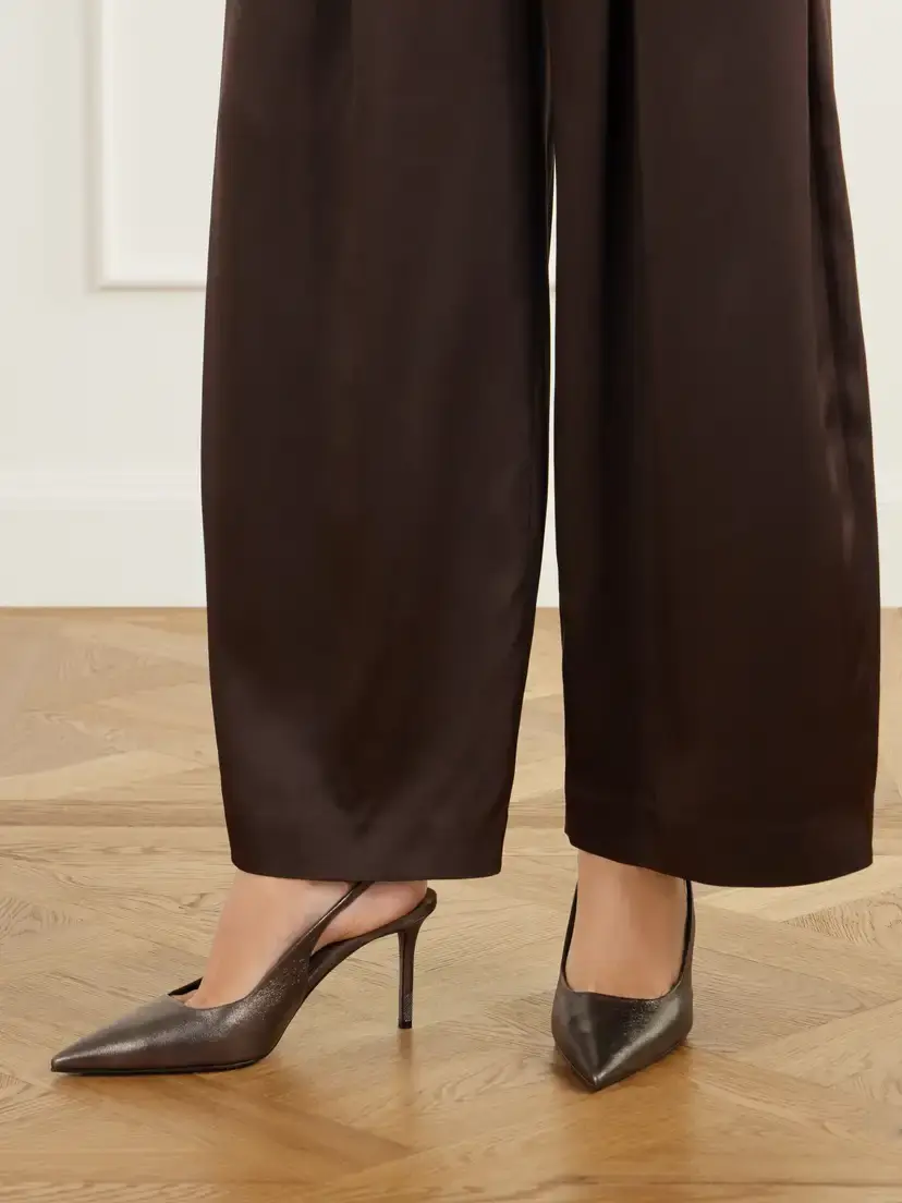 Brunello Cucinelli 80 Monili-embellished Metallic-leather Slingback Pumps | Thumbnail 2 Brunello Cucinelli 80 Monili-embellished Metallic-leather Slingback Pumps | Thumbnail 2