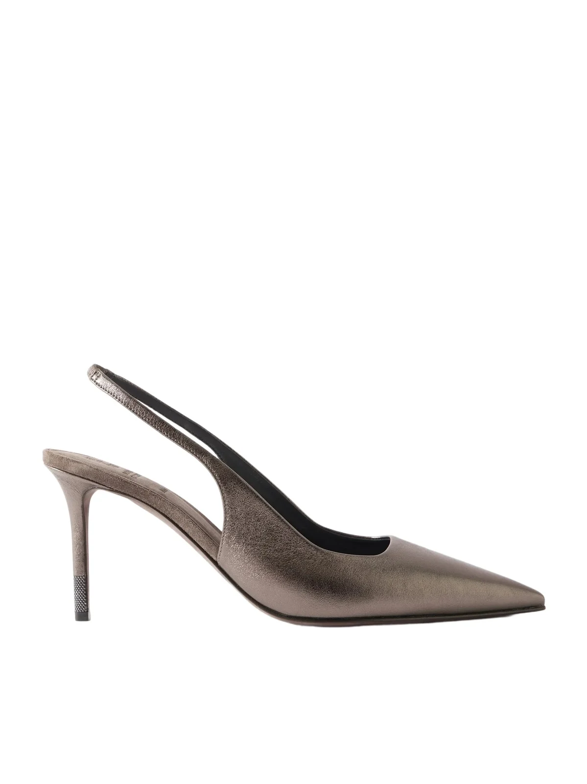 80 Monili-embellished Metallic-leather Slingback Pumps