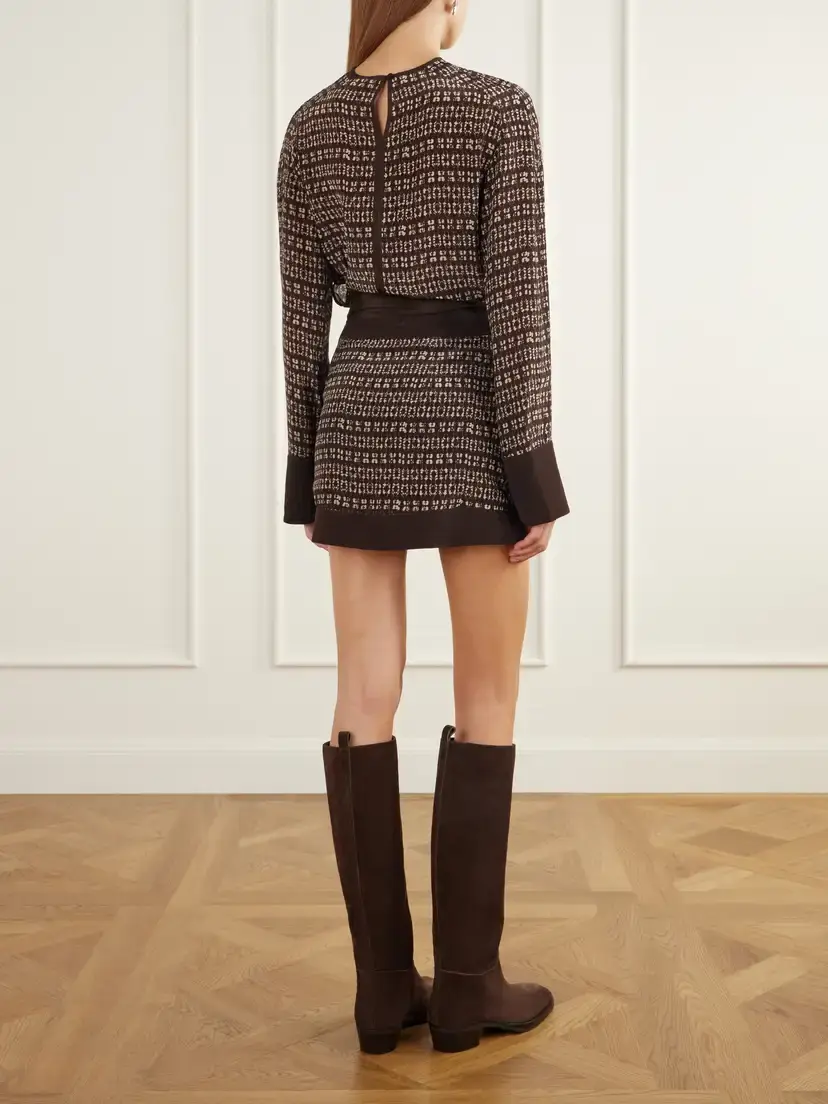 SIR. Astrid Wrap-effect Printed Crepe Mini Dress | Thumbnail 4