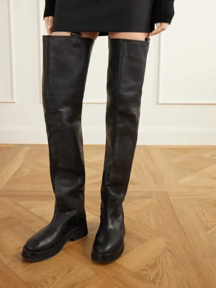 Paris Texas Distressed Paneled Full-grain Leather Over-the-knee Boots | Thumbnail 2 Paris Texas Distressed Paneled Full-grain Leather Over-the-knee Boots | Thumbnail 2