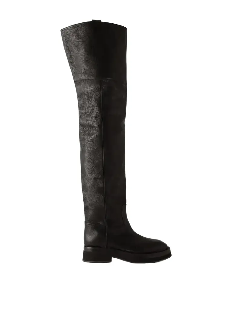 Paris Texas Distressed Paneled Full-grain Leather Over-the-knee Boots