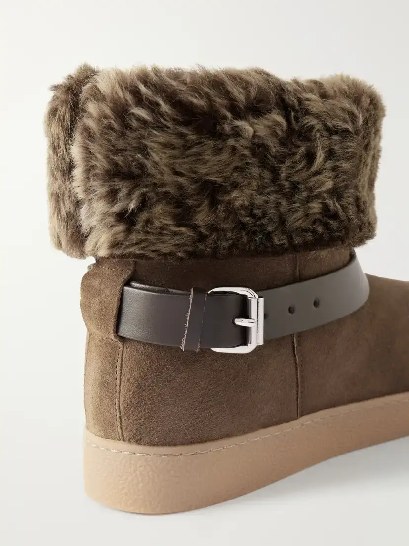 Isabel Marant Nolyz Belted Shearling-trimmed Suede Ankle Boots | Thumbnail 5