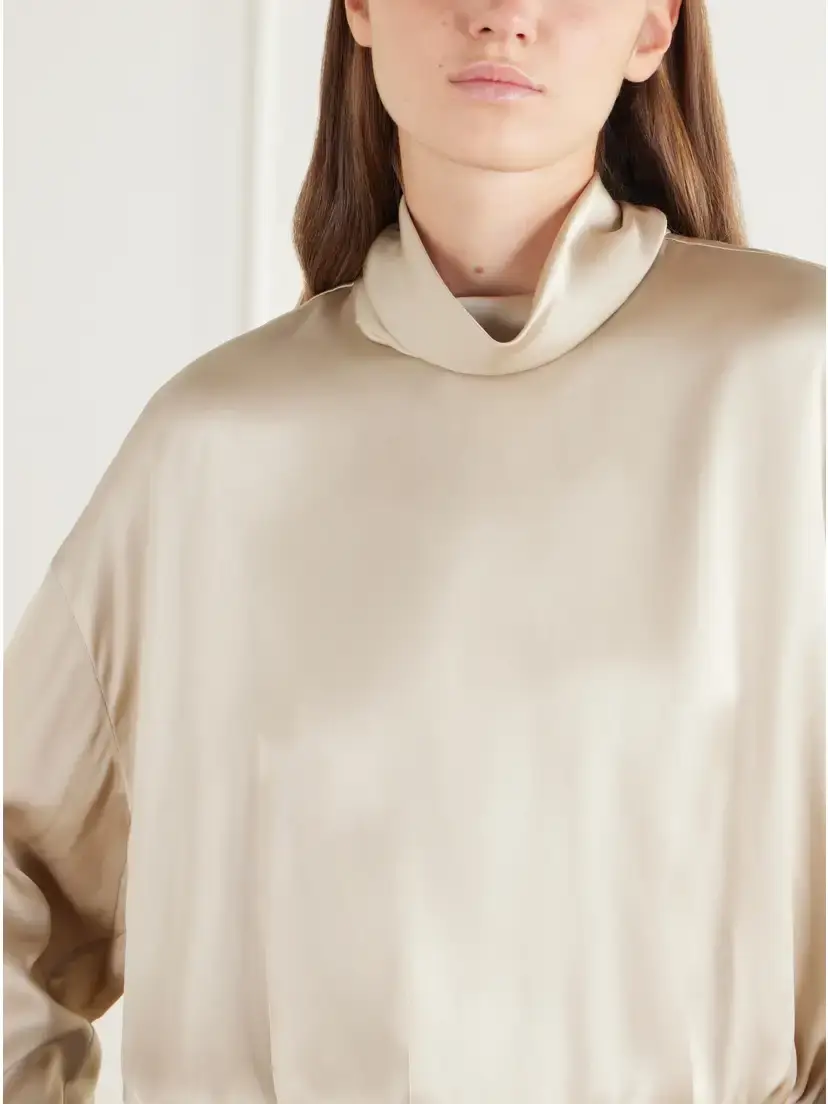 Brunello Cucinelli Gathered Draped Silk-satin Blouse | Thumbnail 5 Brunello Cucinelli Gathered Draped Silk-satin Blouse | Thumbnail 5