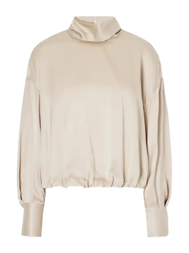 Gathered Draped Silk-satin Blouse