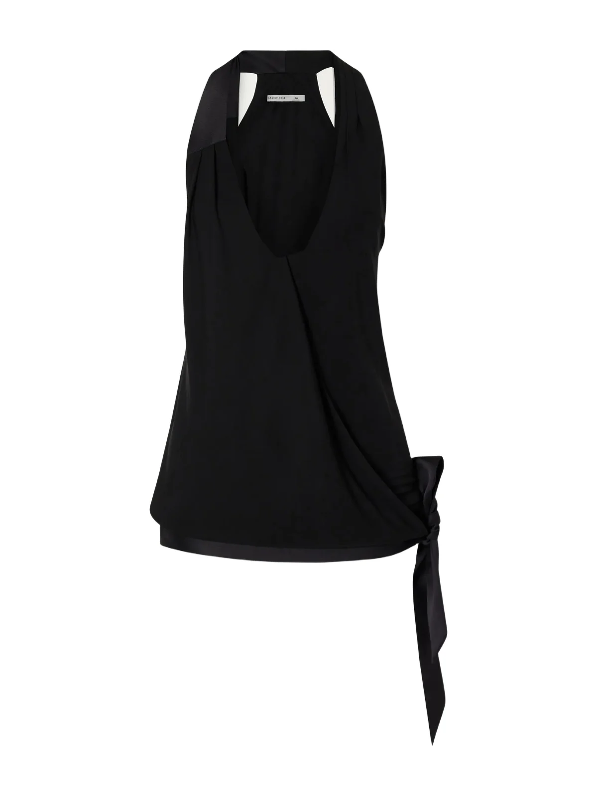 AARON ESH Tie-detailed Satin-trimmed Jersey Halterneck Tank