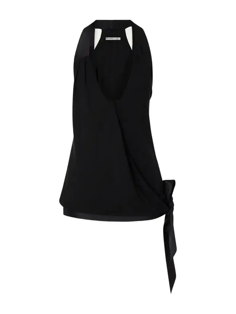 Tie-detailed Satin-trimmed Jersey Halterneck Tank Tie-detailed Satin-trimmed Jersey Halterneck Tank