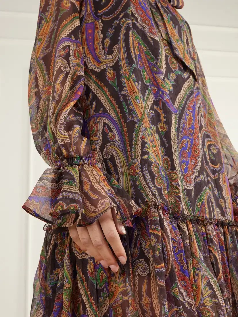 Etro Pussy-bow Gathered Paisley-print Silk-chiffon Mini Dress | Thumbnail 5