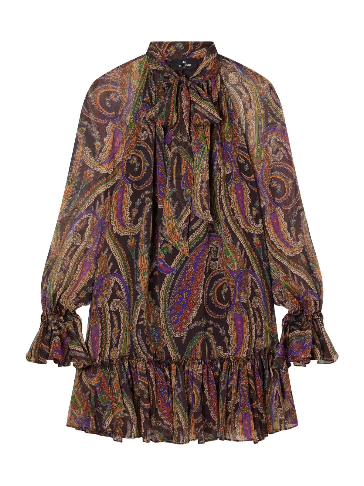 Pussy-bow Gathered Paisley-print Silk-chiffon Mini Dress Pussy-bow Gathered Paisley-print Silk-chiffon Mini Dress