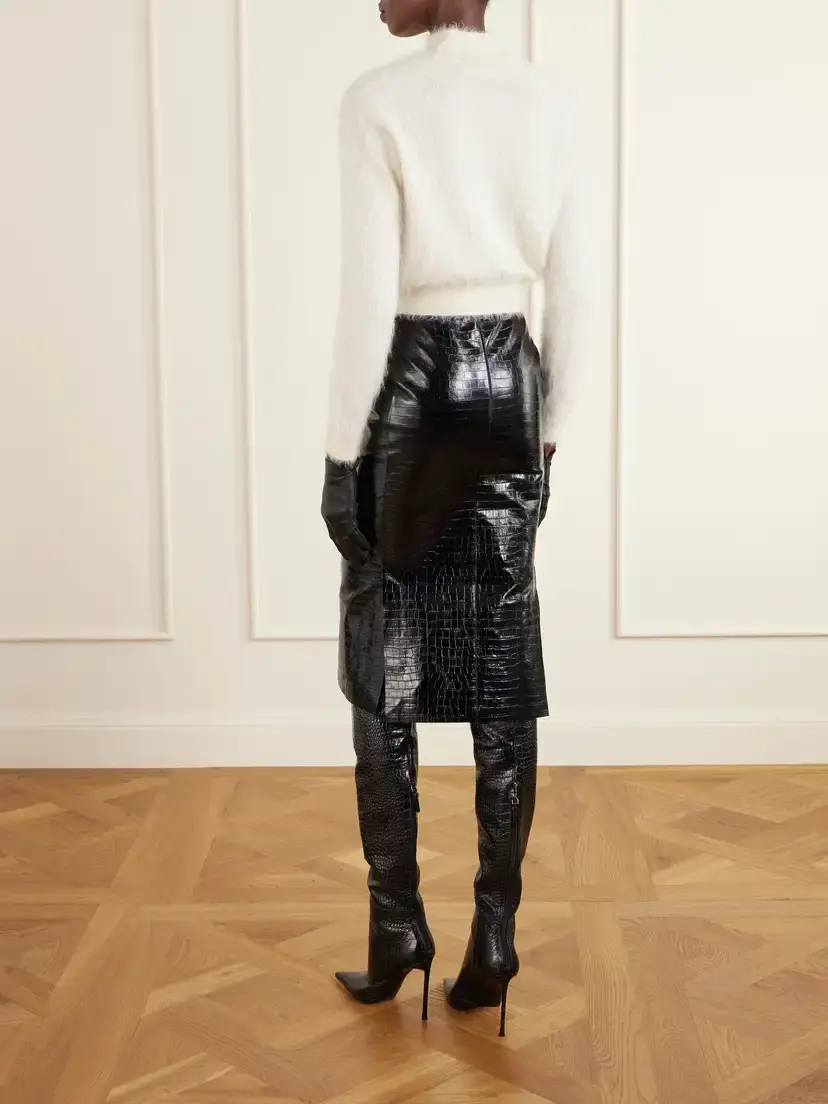 Tom Ford Cropped Mohair And Silk-blend Sweater - Neutrals | Thumbnail 4 Tom Ford Cropped Mohair And Silk-blend Sweater - Neutrals | Thumbnail 4