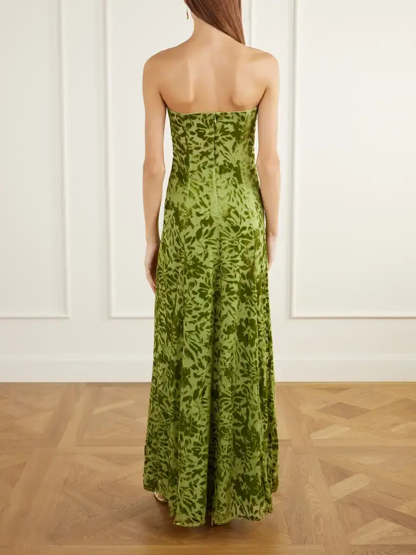 Cult Gaia Renay Strapless Embellished Gathered Devoré Bustier Maxi Dress | Thumbnail 3 Cult Gaia Renay Strapless Embellished Gathered Devoré Bustier Maxi Dress | Thumbnail 3