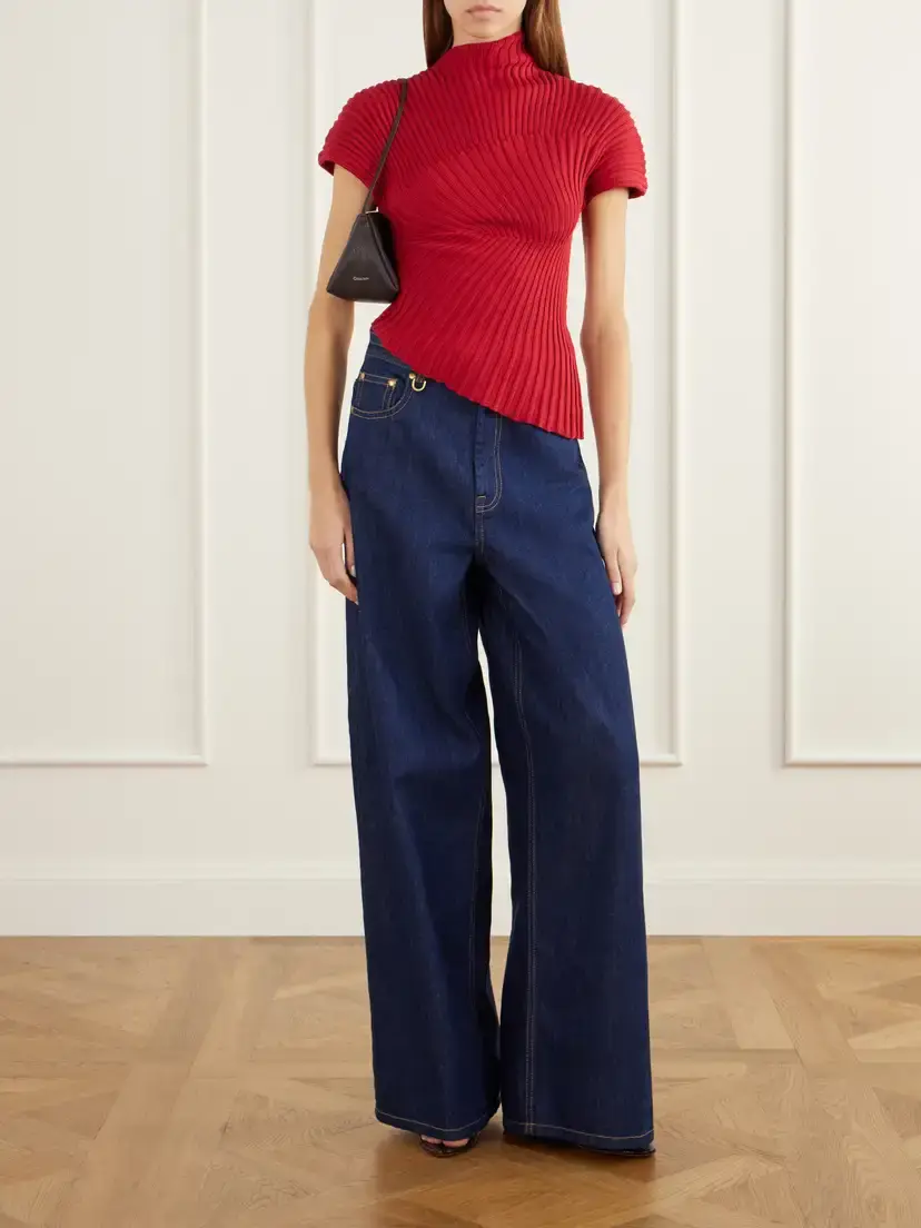 Cult Gaia Annemie Asymmetric Rib-knitted Cotton Top | Thumbnail 2 Cult Gaia Annemie Asymmetric Rib-knitted Cotton Top | Thumbnail 2