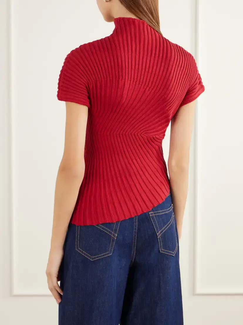Cult Gaia Annemie Asymmetric Rib-knitted Cotton Top | Thumbnail 3 Cult Gaia Annemie Asymmetric Rib-knitted Cotton Top | Thumbnail 3