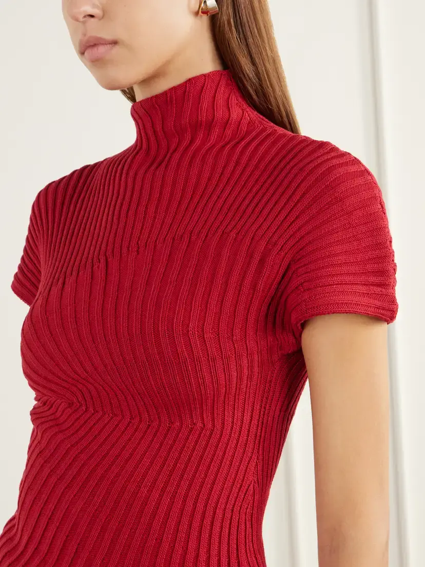 Cult Gaia Annemie Asymmetric Rib-knitted Cotton Top | Thumbnail 4 Cult Gaia Annemie Asymmetric Rib-knitted Cotton Top | Thumbnail 4
