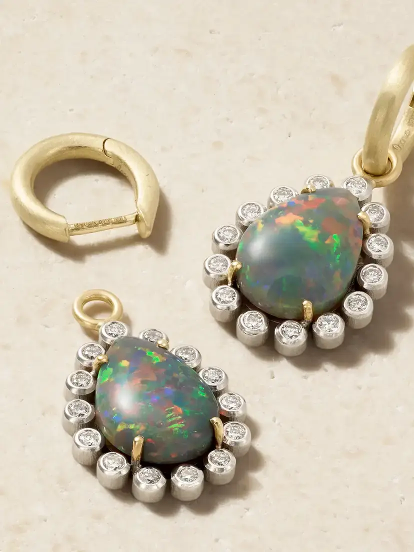 Irene Neuwirth One Of A Kind 18-karat Yellow And White Gold, Opal And Diamond Earrings | Thumbnail 3 Irene Neuwirth One Of A Kind 18-karat Yellow And White Gold, Opal And Diamond Earrings | Thumbnail 3