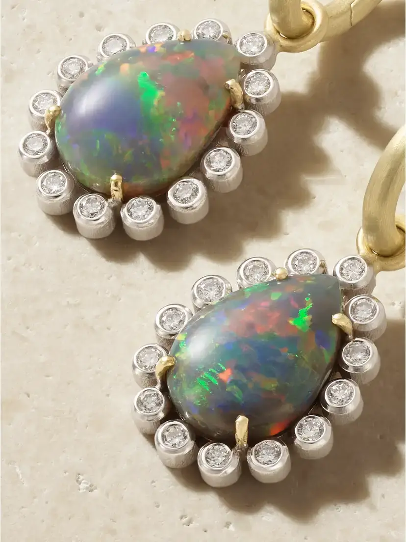 Irene Neuwirth One Of A Kind 18-karat Yellow And White Gold, Opal And Diamond Earrings | Thumbnail 4 Irene Neuwirth One Of A Kind 18-karat Yellow And White Gold, Opal And Diamond Earrings | Thumbnail 4