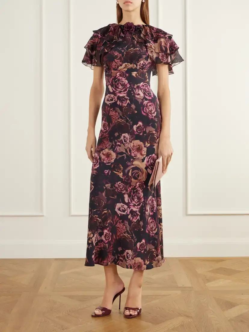 Rodarte Ruffled Cape-effect Floral-print Silk-chiffon Maxi Dress | Thumbnail 2 Rodarte Ruffled Cape-effect Floral-print Silk-chiffon Maxi Dress | Thumbnail 2