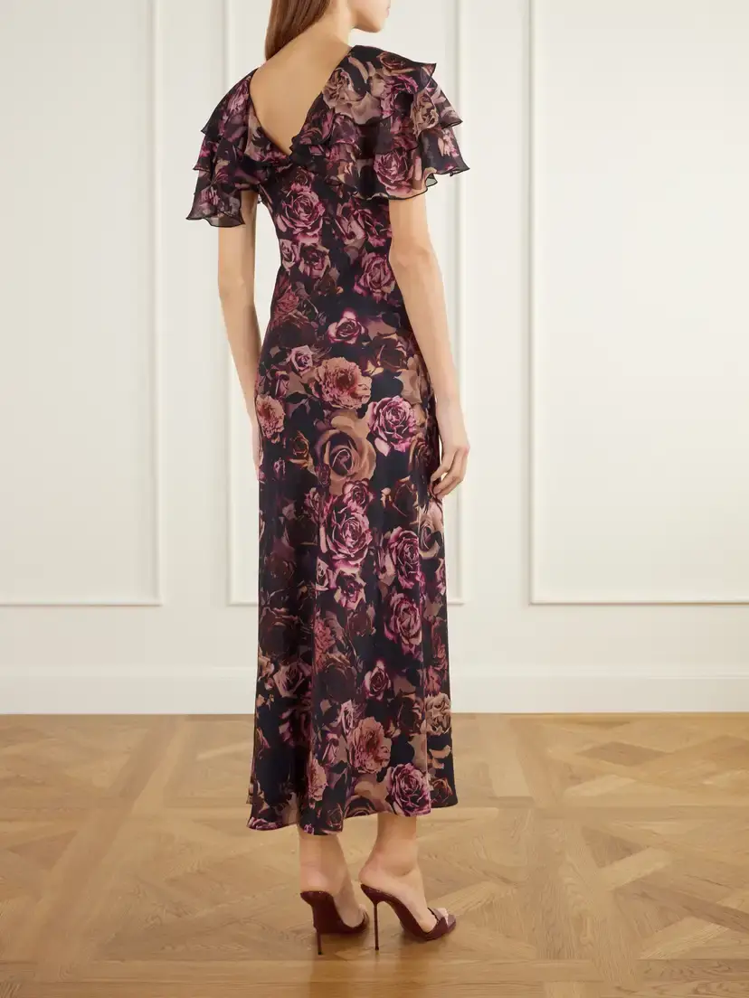 Rodarte Ruffled Cape-effect Floral-print Silk-chiffon Maxi Dress | Thumbnail 3 Rodarte Ruffled Cape-effect Floral-print Silk-chiffon Maxi Dress | Thumbnail 3