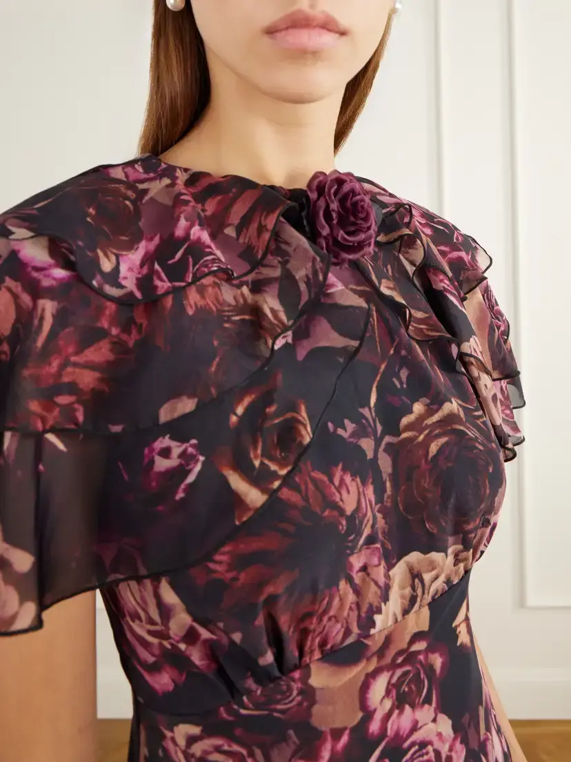 Rodarte Ruffled Cape-effect Floral-print Silk-chiffon Maxi Dress | Thumbnail 4 Rodarte Ruffled Cape-effect Floral-print Silk-chiffon Maxi Dress | Thumbnail 4