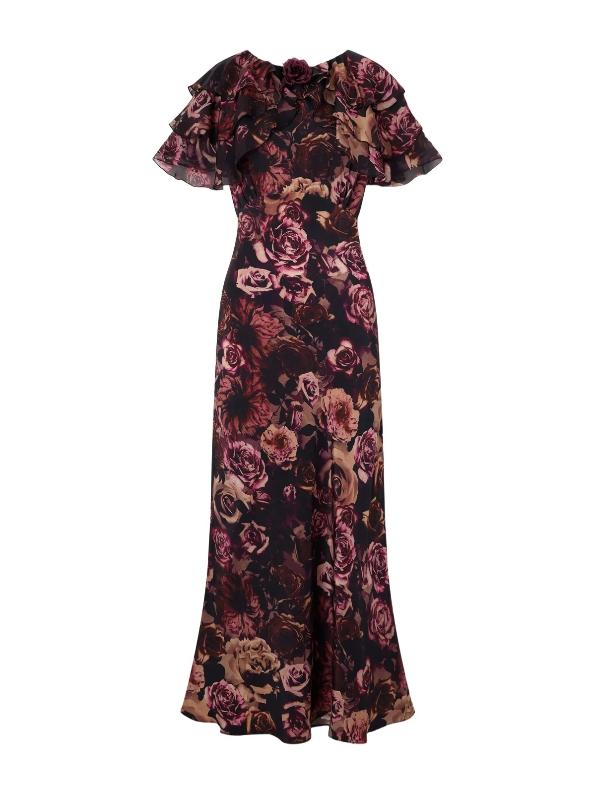 Ruffled Cape-effect Floral-print Silk-chiffon Maxi Dress Ruffled Cape-effect Floral-print Silk-chiffon Maxi Dress