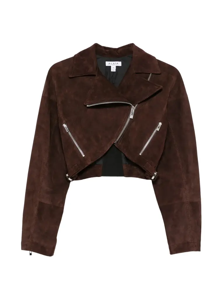 Cropped Suede Biker Jacket Cropped Suede Biker Jacket