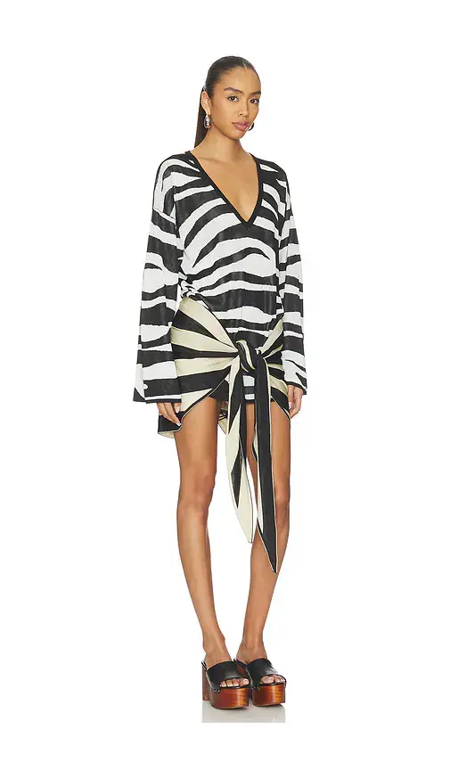 The Attico Zebra V Neck Mini Dress | Thumbnail 2
