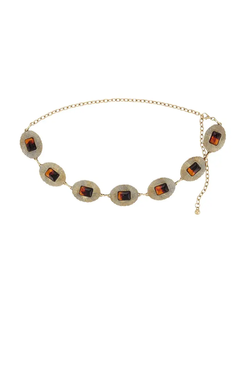 8 Other Reasons Gold Chain With Amber Stone Details Belt