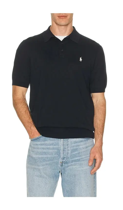 Polo Ralph Lauren Short Sleeve Cotton Placket Pullover Sweater