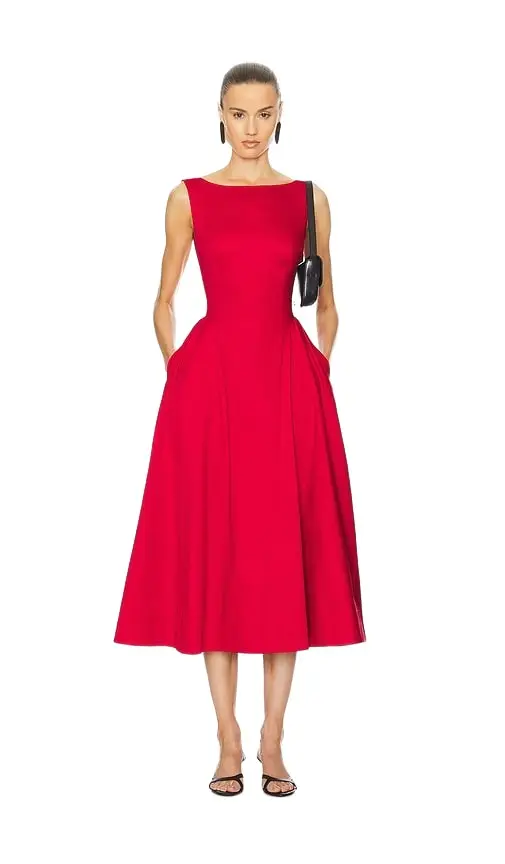 Stretch Cotton Sateen Midi Dress