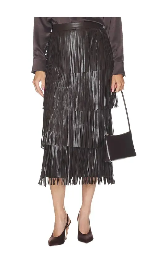 SIMONMILLER Za Za Faux Leather Fringe Skirt
