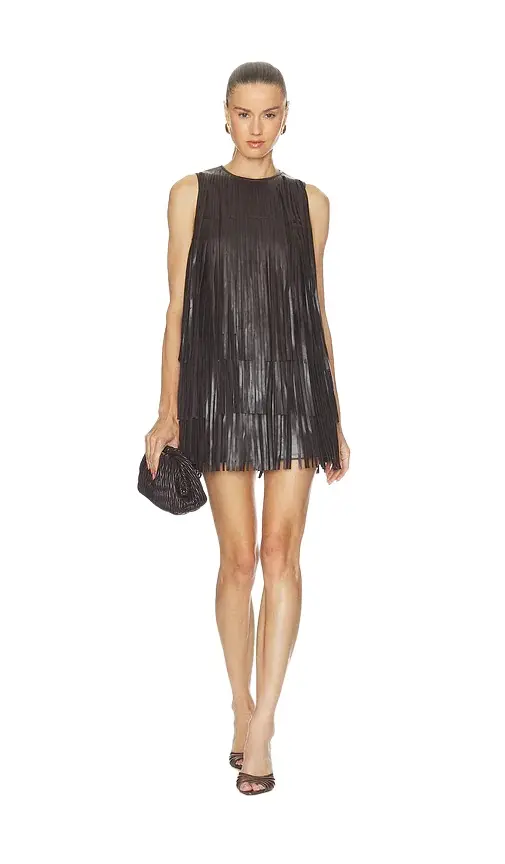 SIMONMILLER Sina Faux Leather Fringe Dress