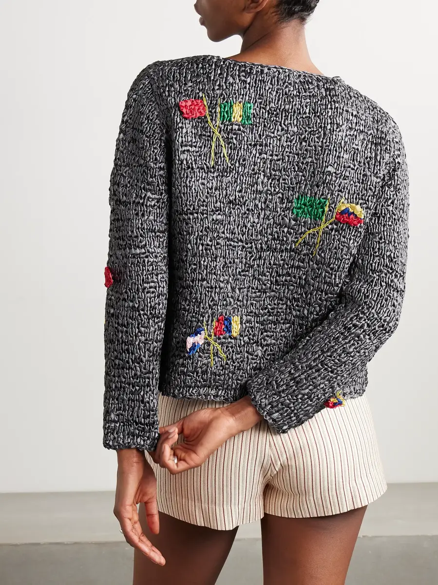 BODE Promenade crocheted satin cardigan | Thumbnail 3
