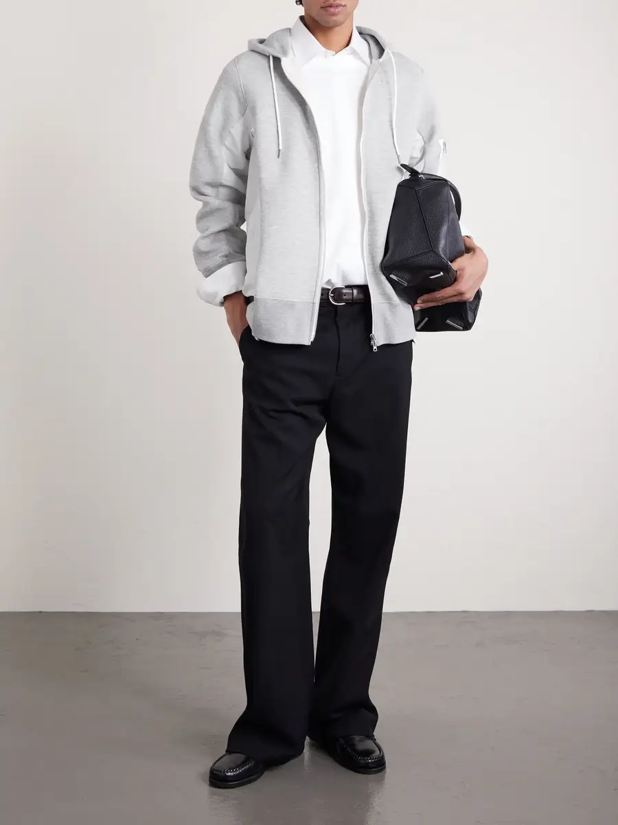 Sacai MA-1 Nylon-Trimmed Cotton-Blend Jersey Zip-Up Hoodie | Thumbnail 2