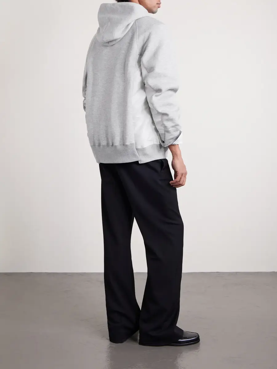 Sacai MA-1 Nylon-Trimmed Cotton-Blend Jersey Zip-Up Hoodie | Thumbnail 4