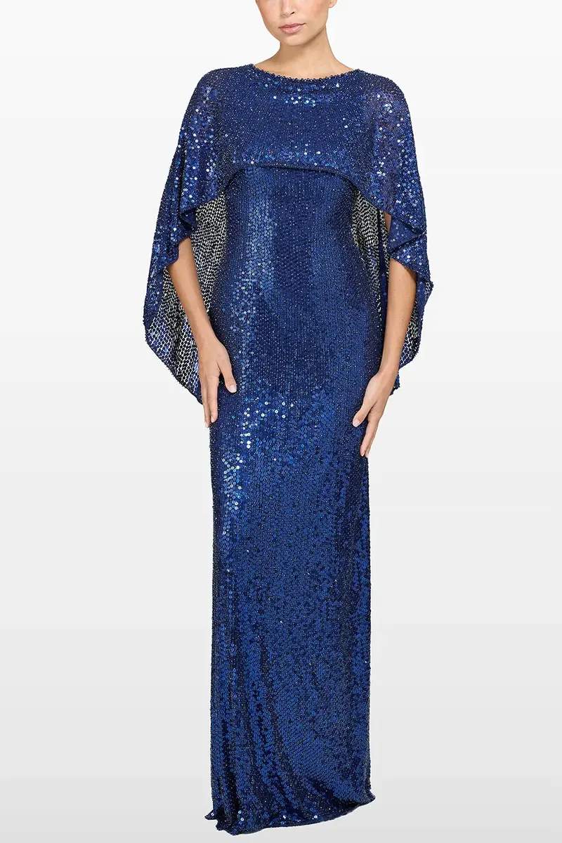 Jenny Packham Elvira Sequin Cape Gown | Thumbnail 2 Jenny Packham Elvira Sequin Cape Gown | Thumbnail 2