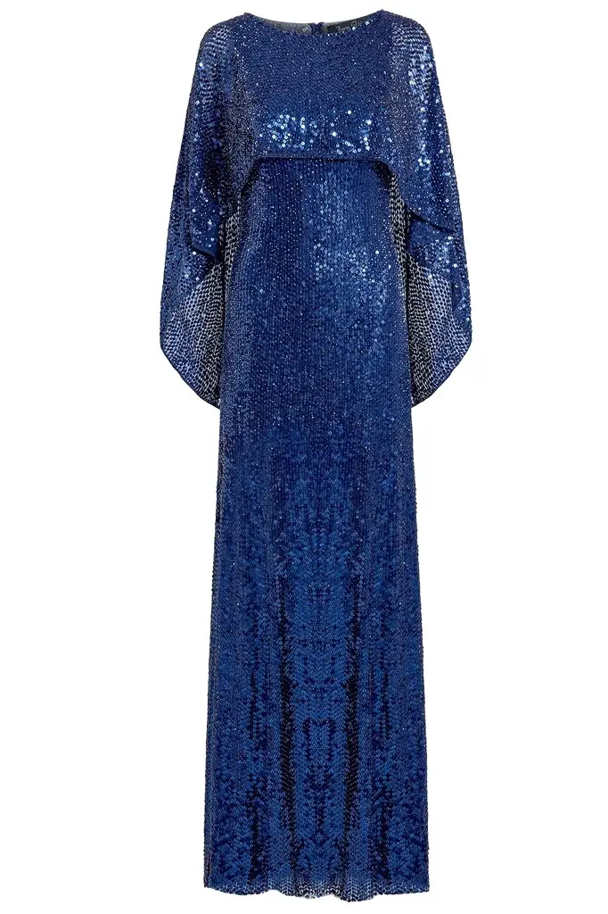 Elvira Sequin Cape Gown