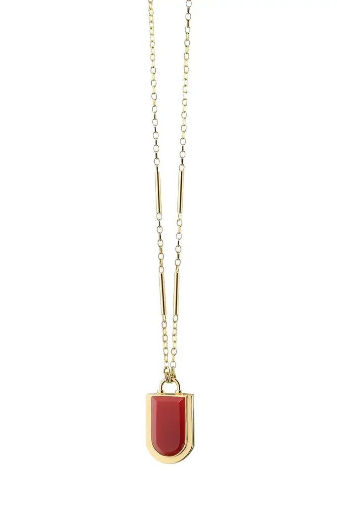 MONICA RICH KOSANN Carnelian Deco Locket Necklace