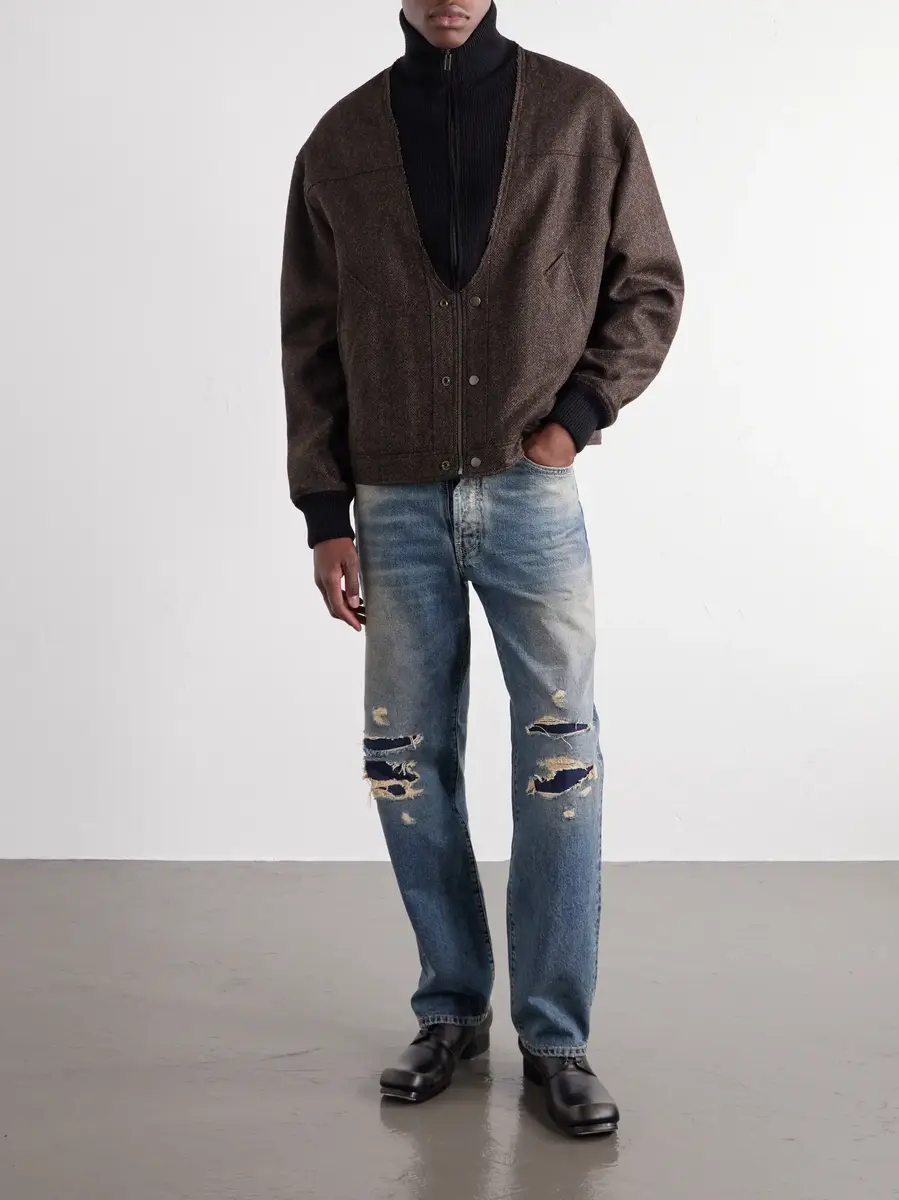 Maison Margiela Wool Herringbone Bomber Jacket | Thumbnail 2 Maison Margiela Wool Herringbone Bomber Jacket | Thumbnail 2