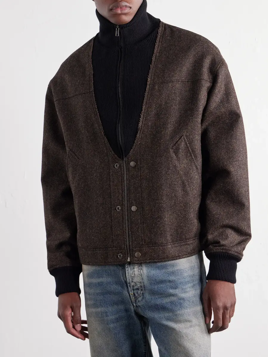 Maison Margiela Wool Herringbone Bomber Jacket | Thumbnail 3 Maison Margiela Wool Herringbone Bomber Jacket | Thumbnail 3