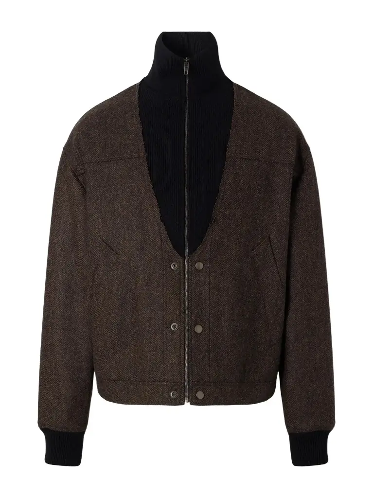 Maison Margiela Wool Herringbone Bomber Jacket