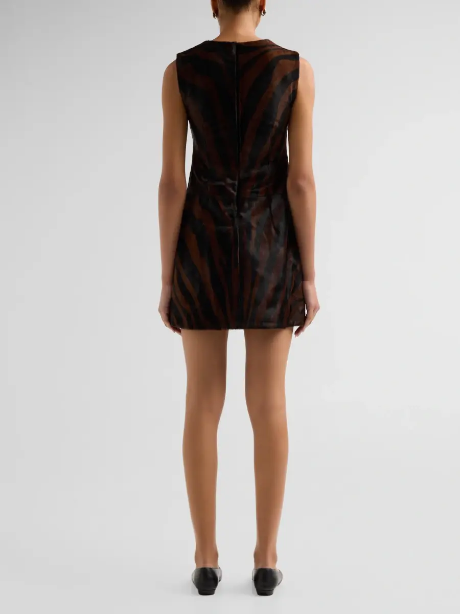 Simkhai Women's Sonoma Zebra Calfhair Mini Dress | Thumbnail 3