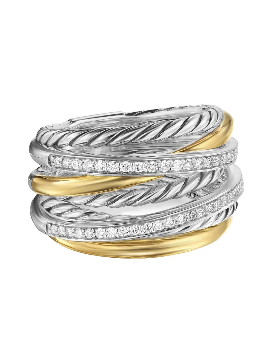 David Yurman Women's Crossover Seven Row Ring in Sterling Silver - Diamond