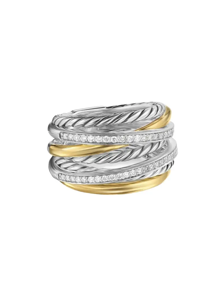 Women's Crossover Seven Row Ring in Sterling Silver - Diamond Women's Crossover Seven Row Ring in Sterling Silver - Diamond