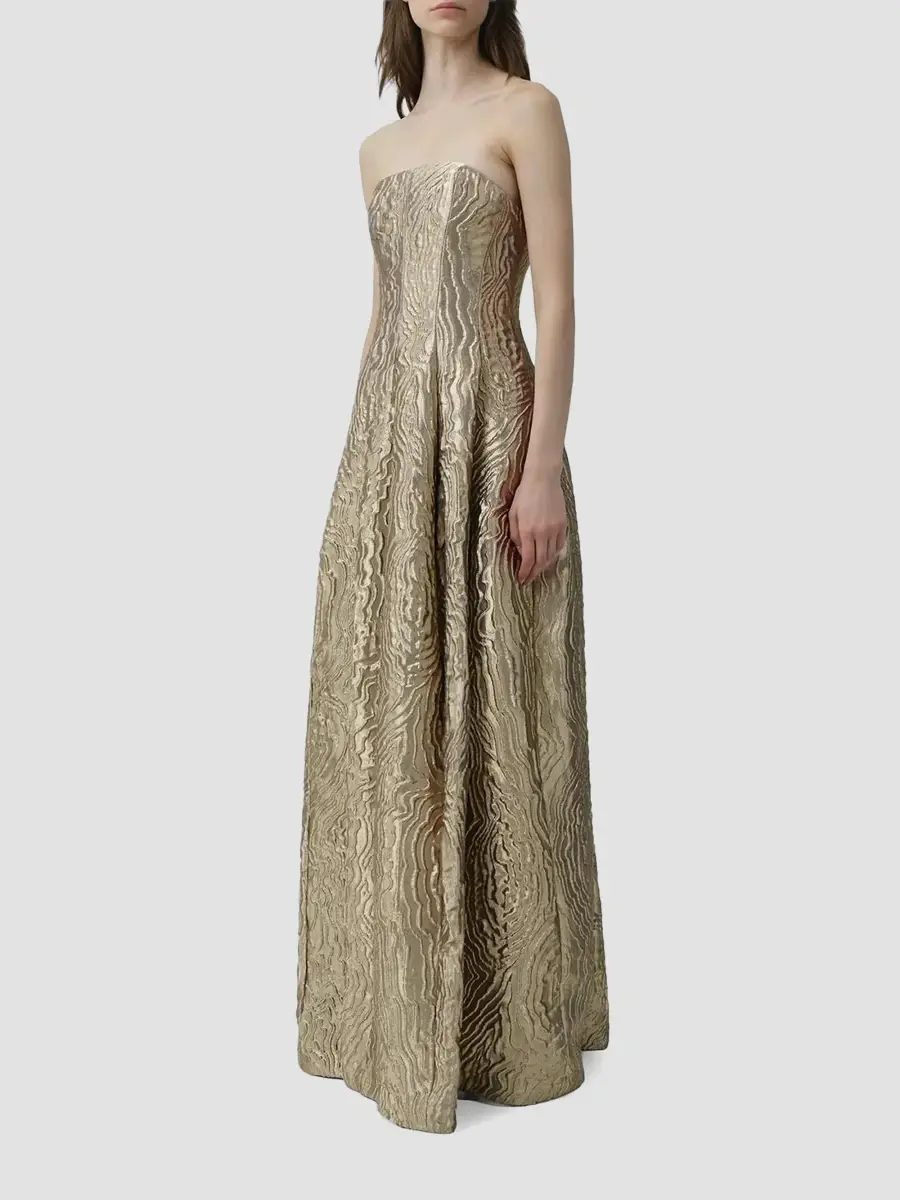 Simkhai Women's Celeste Metallic Jacquard Strapless Gown | Thumbnail 2