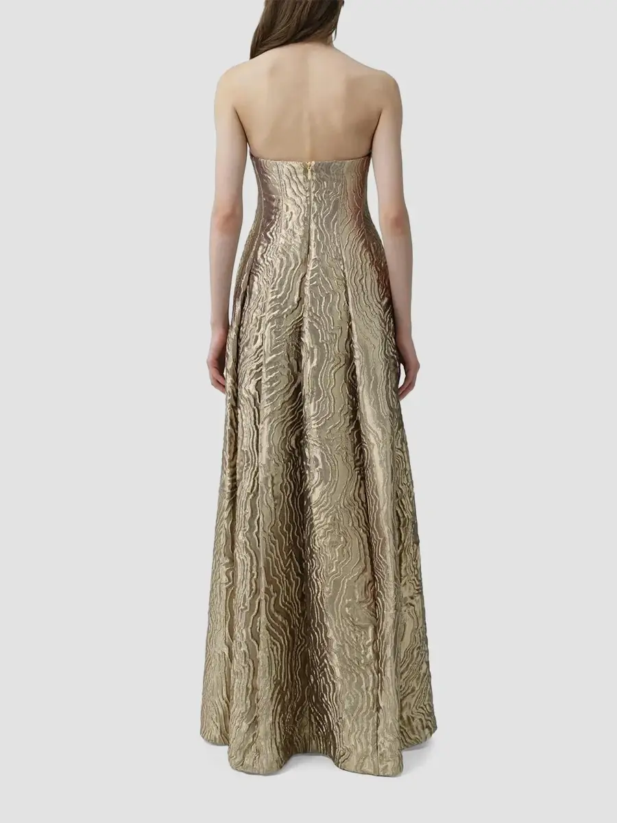 Simkhai Women's Celeste Metallic Jacquard Strapless Gown | Thumbnail 3