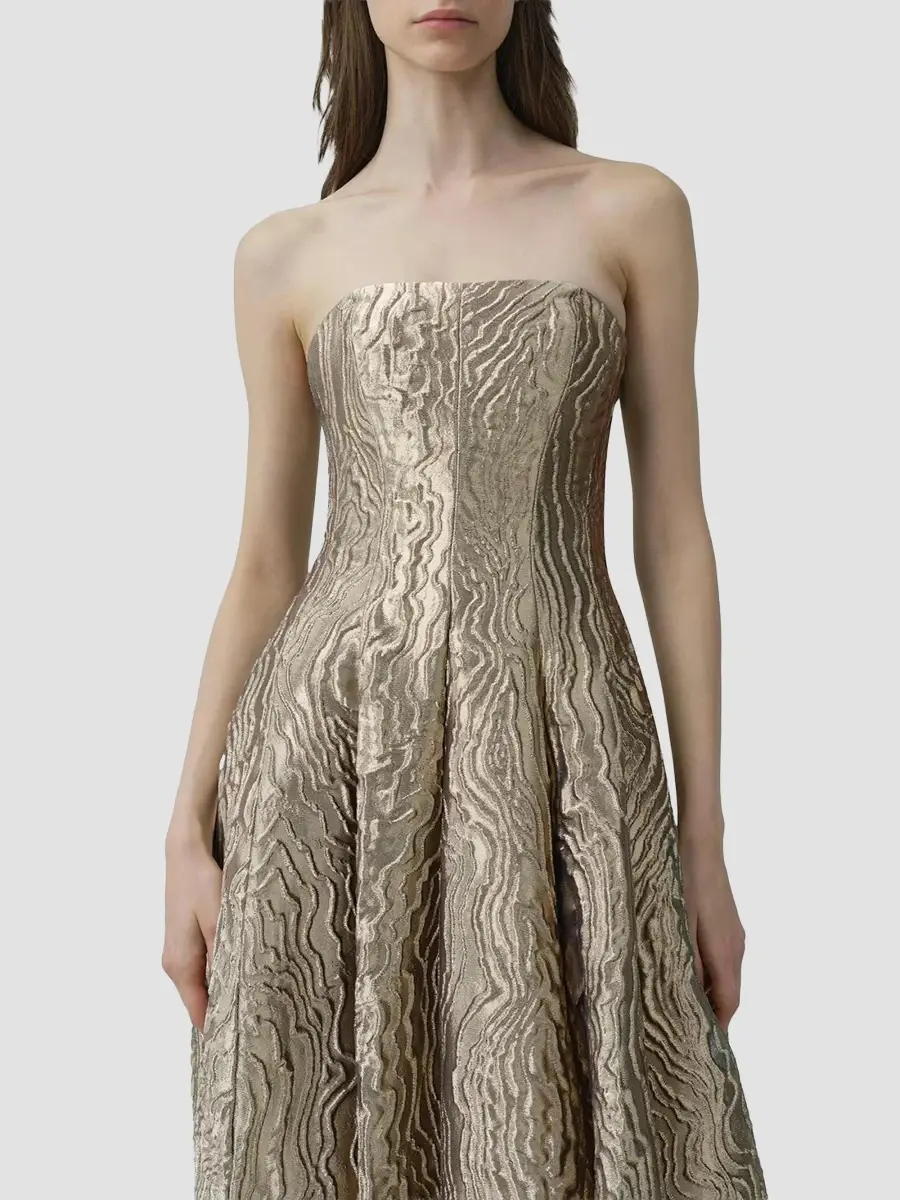 Simkhai Women's Celeste Metallic Jacquard Strapless Gown | Thumbnail 4