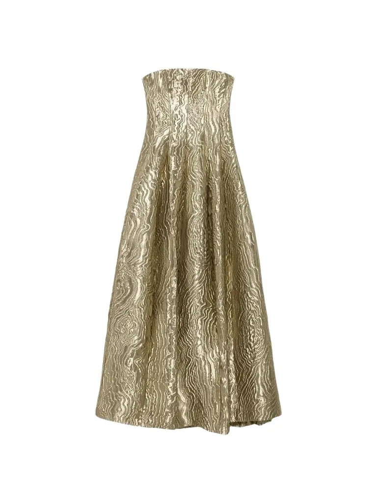 Simkhai Women's Celeste Metallic Jacquard Strapless Gown