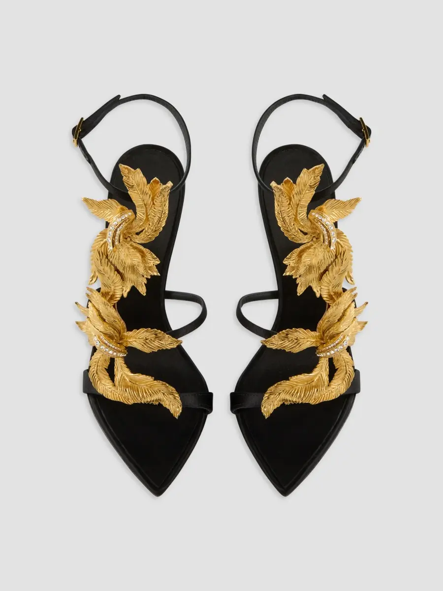 Giuseppe Zanotti Women's Incanto Oro 105MM 3D-Floral Satin Sandals | Thumbnail 6 Giuseppe Zanotti Women's Incanto Oro 105MM 3D-Floral Satin Sandals | Thumbnail 6