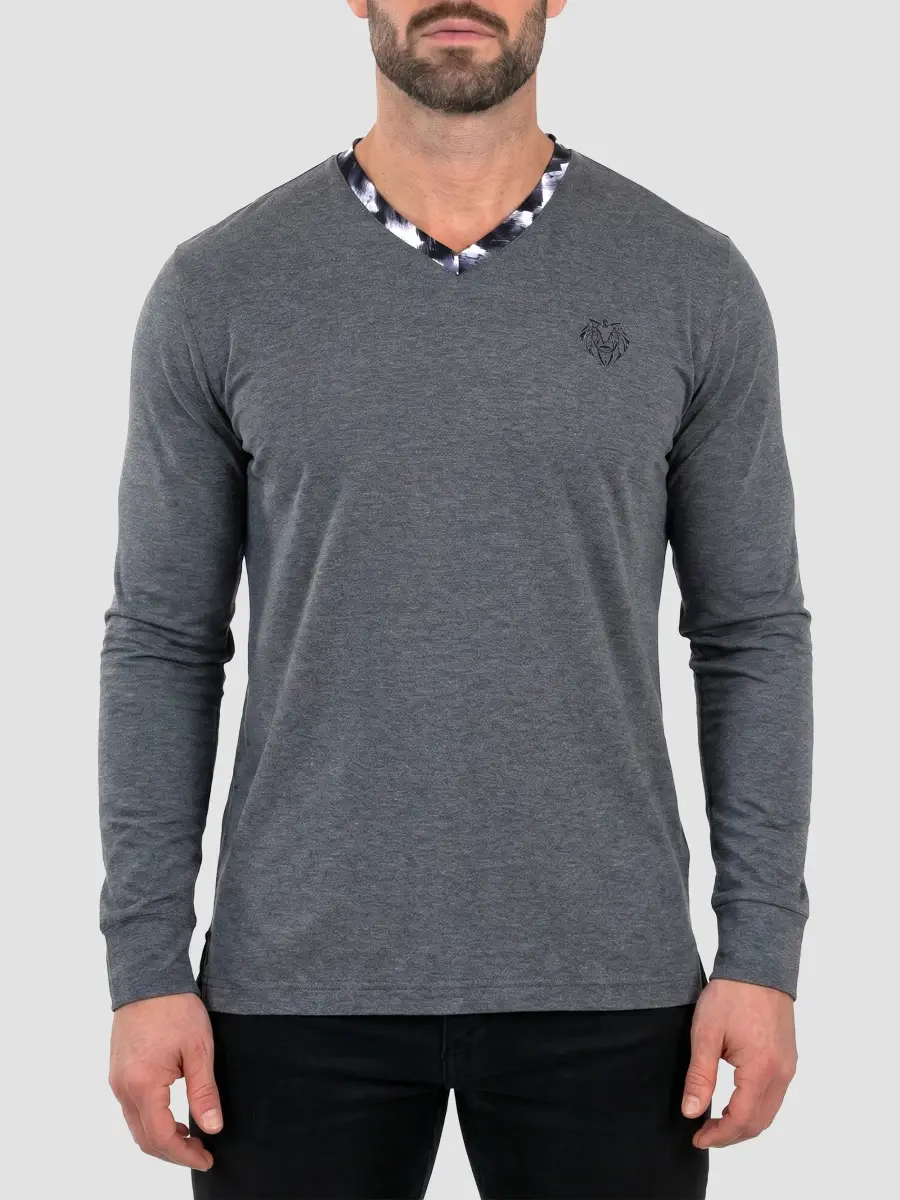 Maceoo Men's Edison V-Neck Long Sleeve Shirt | Thumbnail 2 Maceoo Men's Edison V-Neck Long Sleeve Shirt | Thumbnail 2